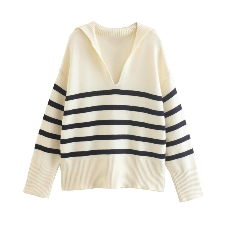 V-neck Striped Sweater