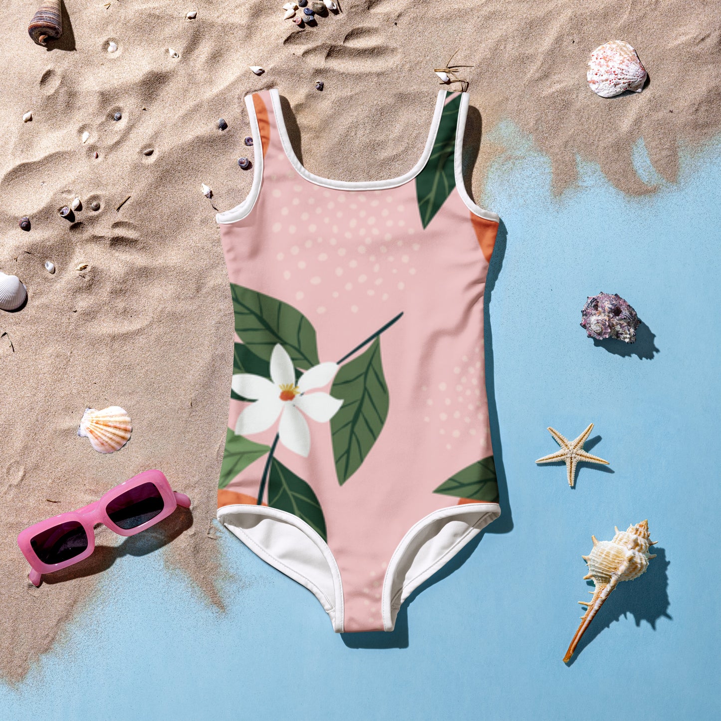 Orange Print Kids Swimsuit