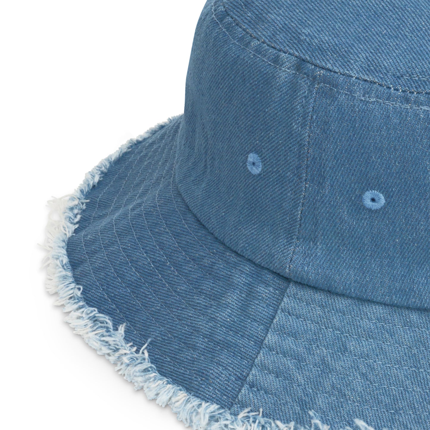 Distressed denim bucket hat